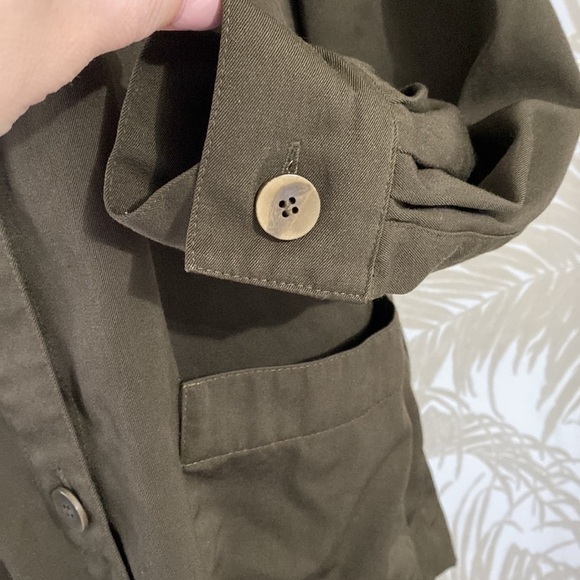 Lord & Taylor Womens Wool Blazer Dark Olive Green Relaxed Oversized Jacket 8 - Picture 4 of 11